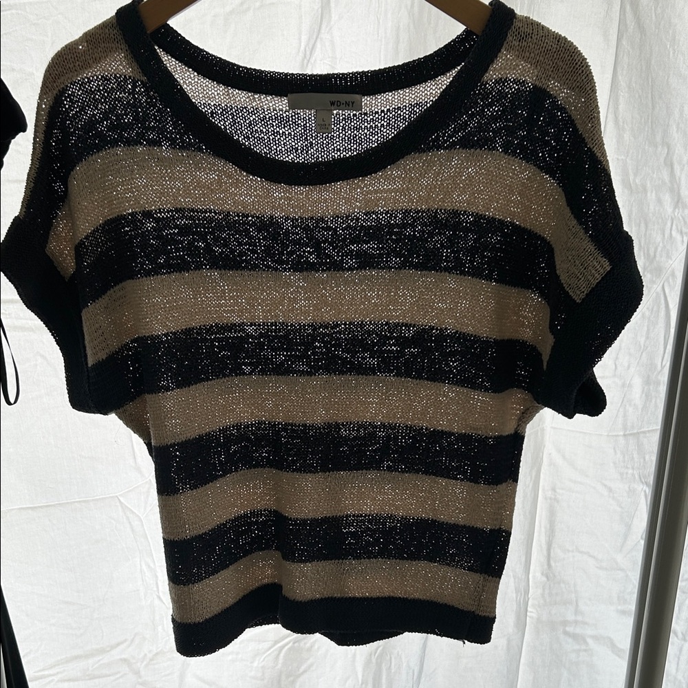 WD.NY Black and Tan Knit Top
